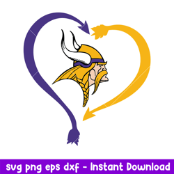 Heart Minnesota Vikings Logo Svg, Minnesota Vikings Svg, NFL Svg, Png Dxf Eps Digital File