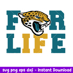 Jacksonville Jaguars For Life Svg, Jacksonville Jaguars Svg, NFL Svg, Png Dxf Eps Digital File