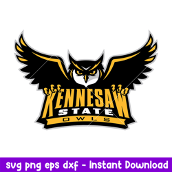 Kennesaw State Owls Logo Svg, Kennesaw State Owls Svg, NCAA Svg, Png Dxf Eps Digital File