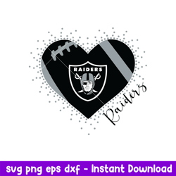 Las Vegas Raiders Heart Svg, Las Vegas Raiders Svg, NFL Svg, Png Dxf Eps Digital File