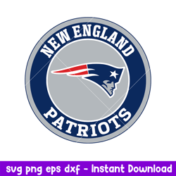 New England Patriots Cricle Logo Svg, New England Patriots Svg, NFL Svg, Png Dxf Eps Digital File