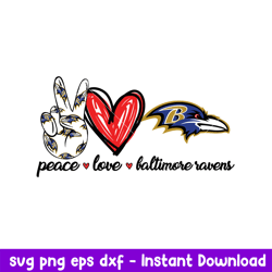 Pace Love Baltimore Ravens Svg, Baltimore Ravens Svg, NFL Svg, Png Dxf Eps Digital File