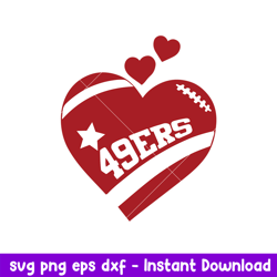 San Francisco 49ers Team Heart Svg, San Francisco 49ers Svg, NFL Svg, Png Dxf Eps Digital File