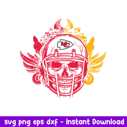 Skull Helmet Kansas City Chiefs Floral Svg, Kansas City Chiefs Svg, NFL Svg, Png Dxf Eps Digital File