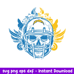 Skull Helmet Los Angeles Chargers Floral Svg, Los Angeles Chargers Svg, NFL Svg, Png Dxf Eps Digital File