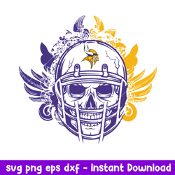 Skull Helmet Minnesota Vikings Floral Svg, Minnesota Vikings Svg, NFL Svg, Png Dxf Eps Digital File