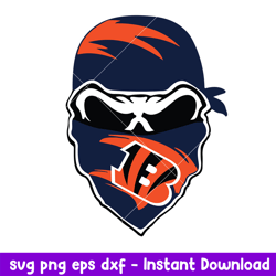 Skull Maks Cincinnati Bengals Svg, Cincinnati Bengals Svg, NFL Svg, Png Dxf Eps Digital File