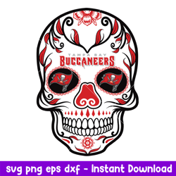 Skull Tampa Bay Buccaneers Svg, Tampa Bay Buccaneers Svg, NFL Svg, Png Dxf Eps Digital File