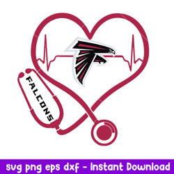 Stethoscope Heart Atlanta Falcons Svg, Atlanta Falcons Svg, NFL Svg, Png Dxf Eps Digital File