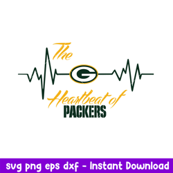 The Heartbeat Of Green Bay Packers Svg, Green Bay Packers Svg, NFL Svg, Png Dxf Eps Digital File