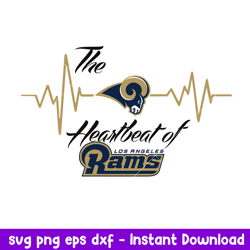 The Heartbeat Of Los Angeles Rams Svg, Los Angeles Rams Svg, NFL Svg, Png Dxf Eps Digital File