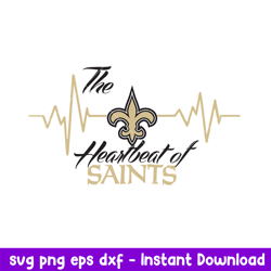 The Heartbeat Of New Orleans Saints Svg, New Orleans Saints Svg, NFL Svg, Png Dxf Eps Digital File