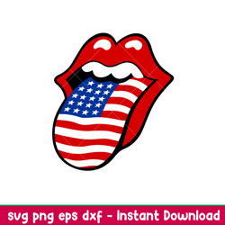 American Flag Tongue, American Flag Tongue Svg, 4th of July Svg, Patriotic Svg, Independence Day Svg, USA Svg, dxf , png