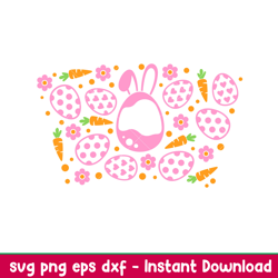 Bunny Easter Egg Full Wrap, Bunny Easter Egg Full Wrap Svg, Starbucks Svg, Coffee Ring Svg, Cold Cup Svg, png, dxf, eps