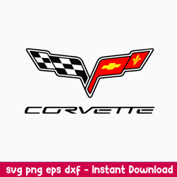Corvette Flags Chevrolet Classic Logo 2005 Svg, Corvette Flags Svg, Png Dxf Eps File