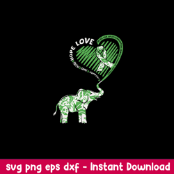 Cute Elephant With Heart Kidney Disease Awareness Svg, Elephant Svg, Png Dxf Eps File