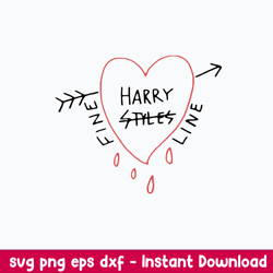 Harry Style Fine Line Svg, Harry Style Heart Svg, Png Dxf Eps File