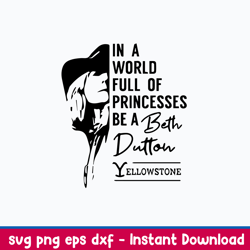 In A world Full Of Princesses Be A Beth Dutton Yellowstone Svg, Yellowstone Svg, Png Dxf Eps File