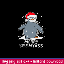 Penguin Mery Kissmyass Svg, Christmas Svg, Png Dxf Eps File