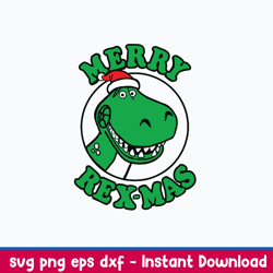 Pixar Toy Story Merry  Rex-Mas Svg, Dinosaur Christmas Svg, Png Dxf Eps File