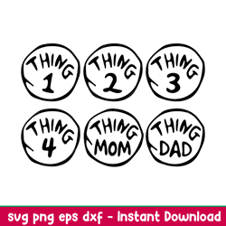 Thing Family Svg Bundle, Thing 1 Thing 2 Svg, Thing Family Svg Bundle, Mom Of all Things Svg, Dad of all Things Svg, png