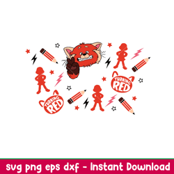 Turning Red Full Wrap, Turning Red Full Wrap Svg, Starbucks Svg, Coffee Ring Svg, Cold Cup Svg, png,dxf,eps file