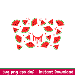 Watermelon Summer Full Wrap, Watermelon Summer Full Wrap Svg, Starbucks Svg, Coffee Ring Svg, Cold Cup Svg, png,dxf,eps