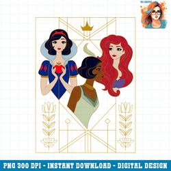 Disney Princess Snow White Tiana and Ariel Art Deco Style PNG Download