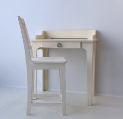 lommarp-inspired desk and stefan chair set for 1:6 scale integrity toys dolls - light beige