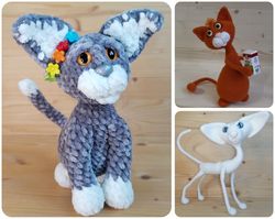 Crochet  pattern 3 in 1 - digital pattern Cats, amigurumi crochet tutorial