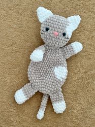 Plush kitty lovey for baby shower gift Handmade gift for baby girl and boy Crochet cat animal blanket Crochet cuddles
