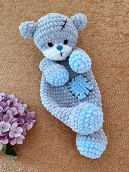 Crochet bear lovey Crochet snuggler for kids Cute baby shower gifts for children Handmade bear as birthday gift