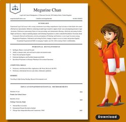 Instant word resume template, simple editable resume template with matching cover letter, ATS resume template