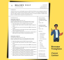 Minimalist 1page resume template with matching Cover letter, ats compliant 1page resume word