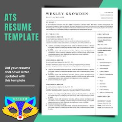 Instant Word resume template, cv template word format,