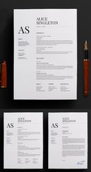 Single page pro resume template, word editable resume file, cover letter template, instant download resume cv