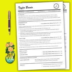 Registered Nurse resume template with matching cover letter template