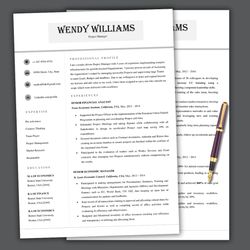 Project Manager resume template, ATS Compliant Resume for project manager, cover letter template, word resume template