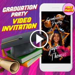 Graduation Party Video Invitation, Graduation Animated Invite Video, class of 2024 Digital Custom Invite