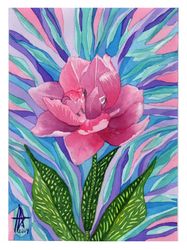"The tulip has blossomed!" Original author's watercolor painting