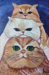 "Furry conquerors of the Universe" Oil paintings. Original. Cats.