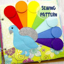 Quiet book page, Peacock, PDF sewing pattern, SVG files