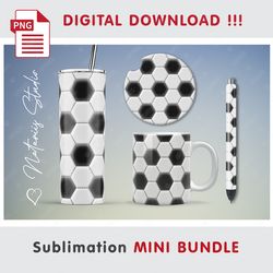 Soccer Mini BUNDLE - Sublimation designs - 20 oz Tumbler - 11 oz-15 oz Mug - Epoxy Pen - Car Coaster