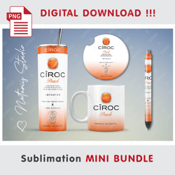 Inspired CIROC Peach Mini BUNDLE - Sublimation designs - 20 oz Tumbler - 11 oz-15 oz Mug - Epoxy Pen - Car Coaster