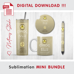 Inspired White Grape CIROC Mini BUNDLE - Sublimation designs - 20 oz Tumbler - 11 oz-15 oz Mug - Epoxy Pen - Car Coaster