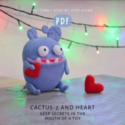 A fun cactus-2 toy PDF pattern. A step-by-step guide will help you create your very own unique cactus toy.