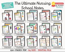 Ultimate Nursing School Notes, Nursing Notes, Nursing Bundle, Nursing Study Guide, Nurse Notes, Med Surg, Pharmacology