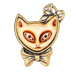 Small Cat brooch pin Animal Pets jewelry gift girl girlfriend gift idea loves animals brooch vintage style yellow white