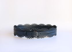 Genuine leather waist belt for women. Wide leather belt.Handmade.