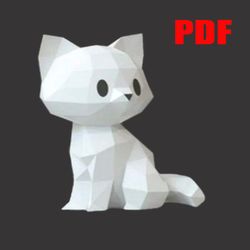 PAPERCRAFT DIAGRAMS, LITTLE KITTEN,PDF.a cat made of paper, papercraft templates